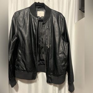 Leather bomber jacket